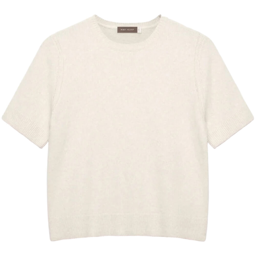 Mint Velvet Cream Fluffy Knitted T Shirt